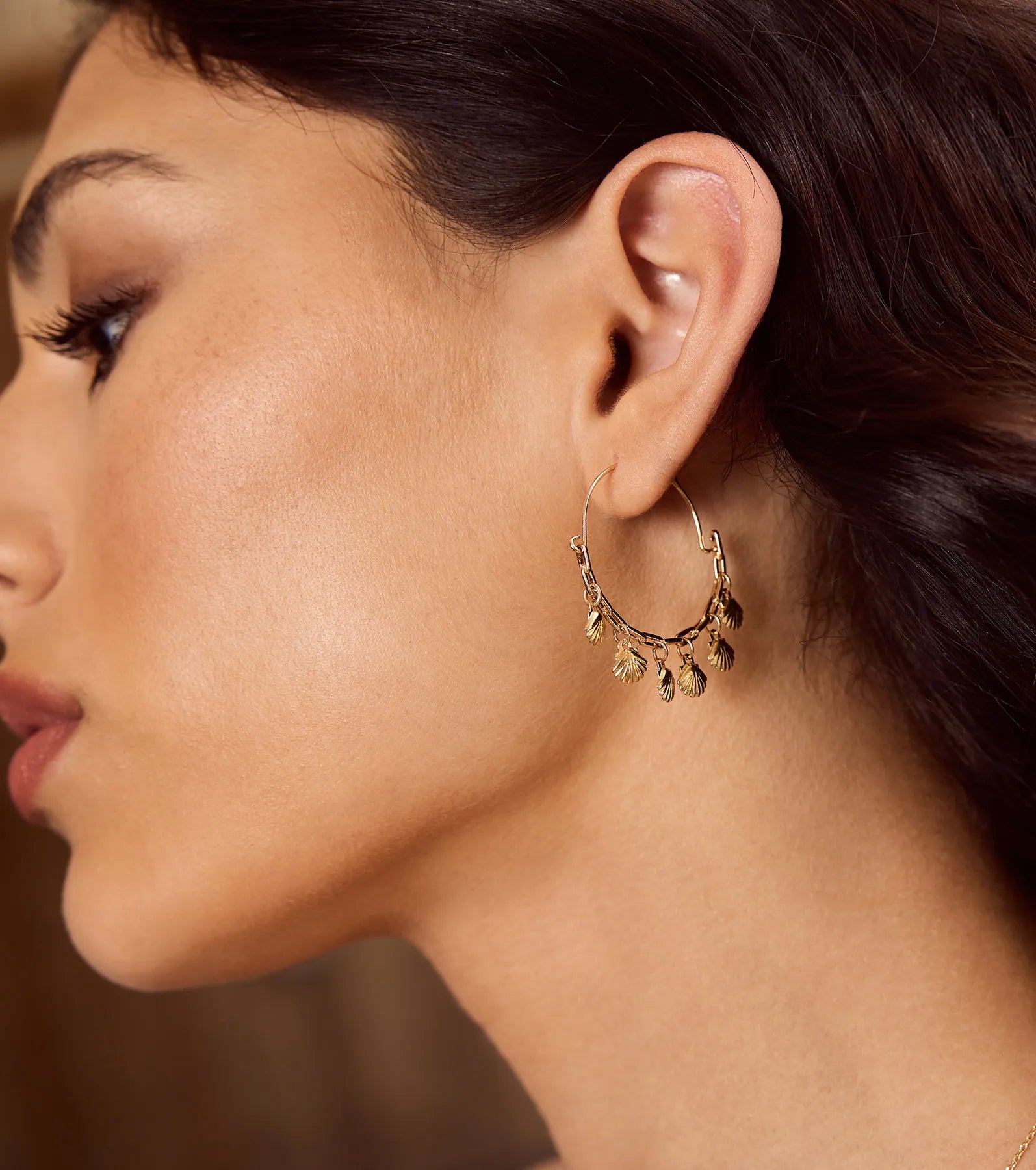 Sea Worthy Shell Charm Hoop Earrings - Image 3