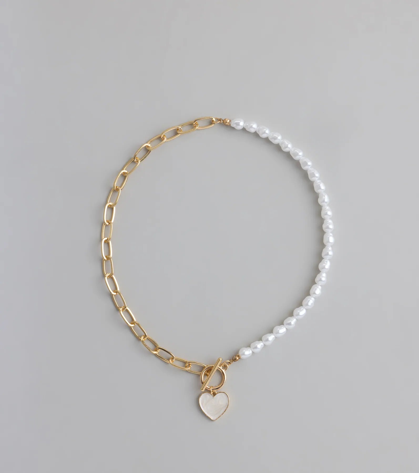 Trendy Charm Pearl Paperclip Chain Necklace