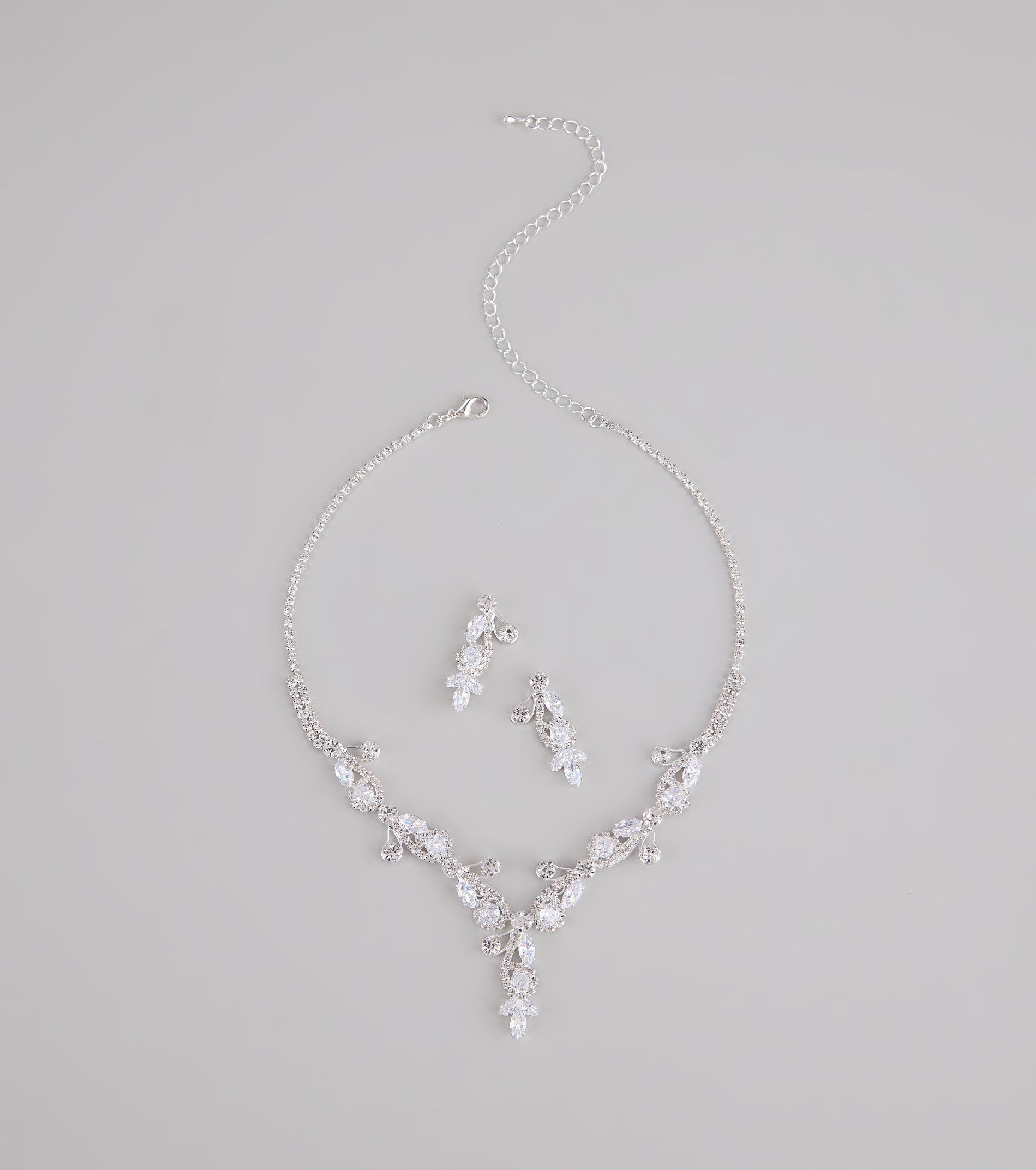 Statement Glow Rhinestone Necklace And Earrings Set - Image 2