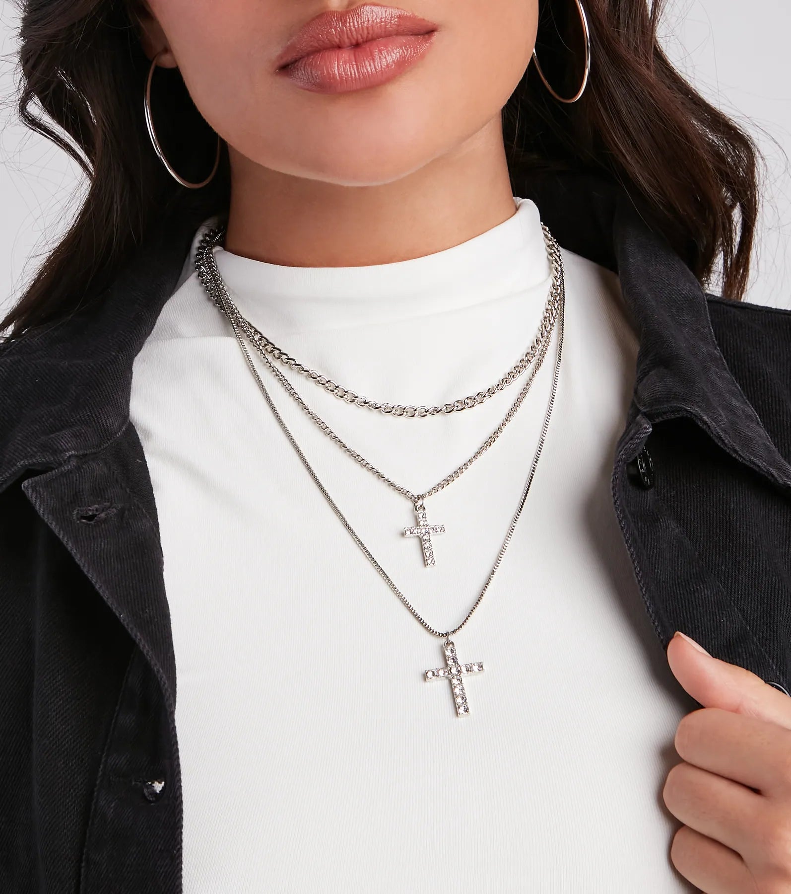 So Blessed Layered Cross Charm Necklace - Image 2