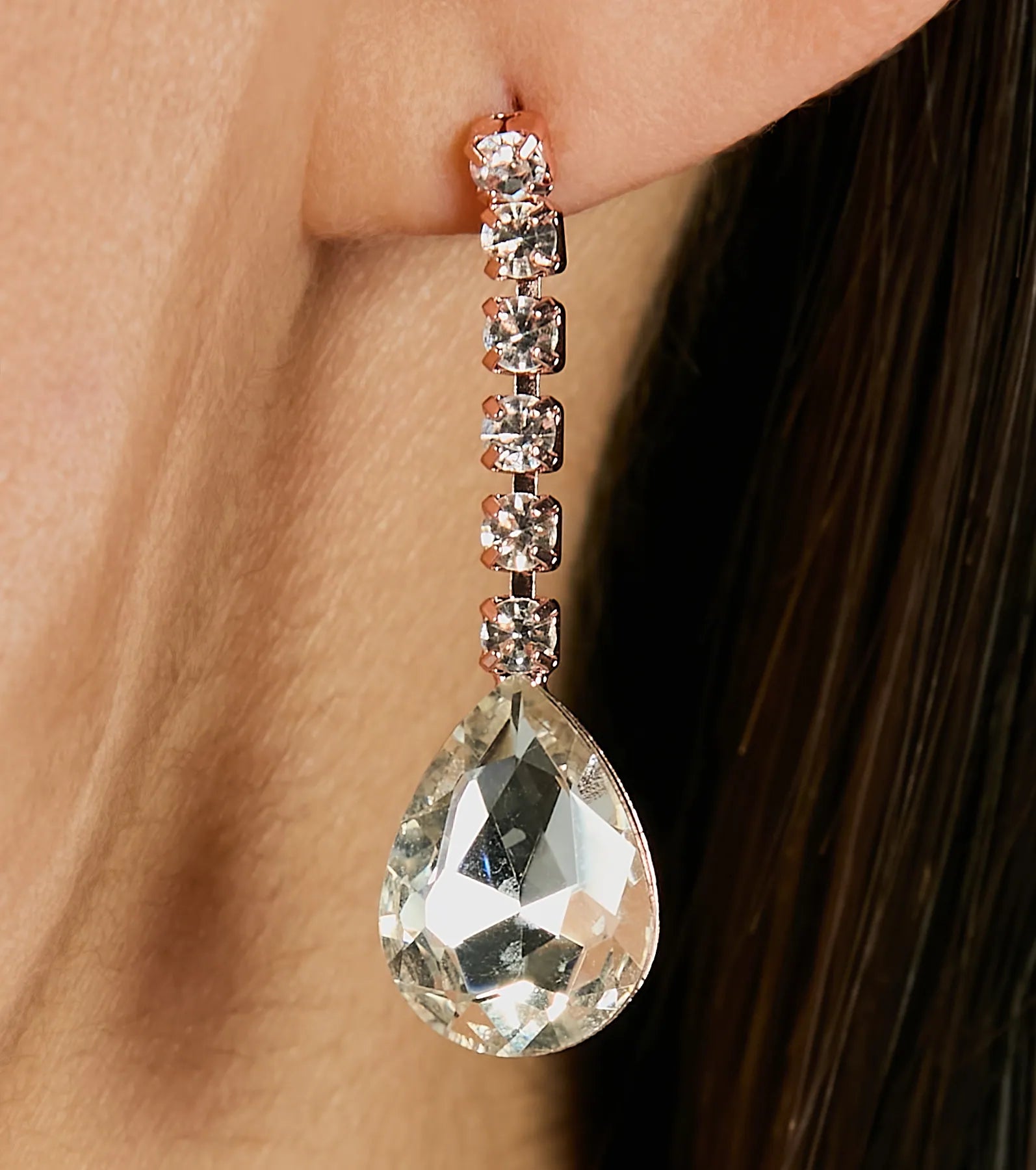 Glam Muse Rhinestone Lariat Necklace And Earrings Set - Image 2