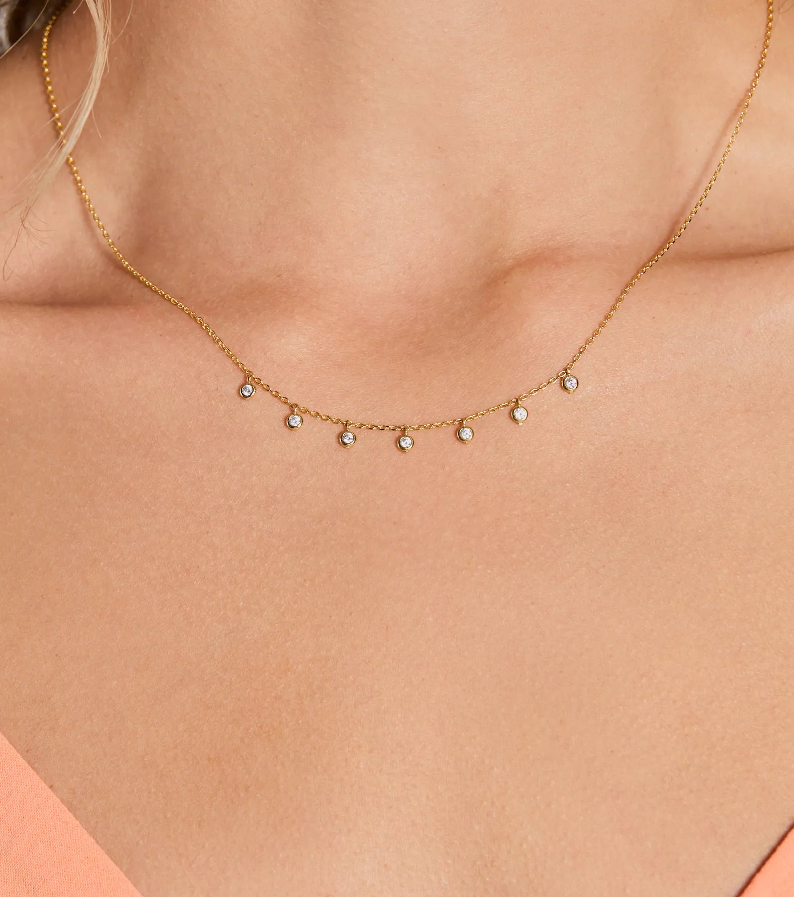 Dainty Little Rhinestone Charms Necklace - Image 2
