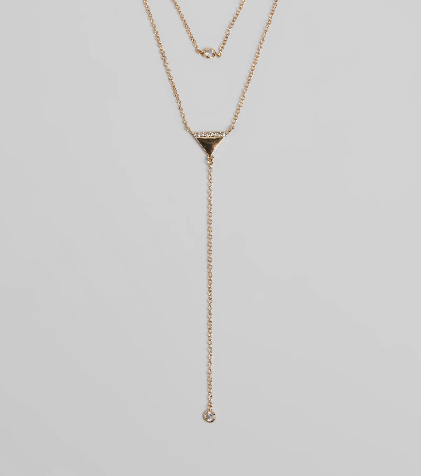 Highly Favored Triangle Rhinestone Lariat Necklace - Image 2