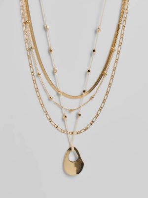 Boho Layered Beaded Chain Charm Necklace