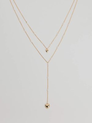 Sweet Glam Layered Faux Pearl And Heart Pendant Necklace