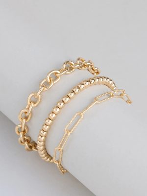 Stacked Intentions Chain And Bead Bracelet Set