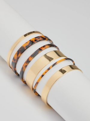 Boldy Layered Metal And Tortoiseshell Bangle Multipack