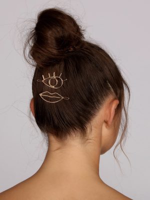 Eye And Lips Hair Clip Set