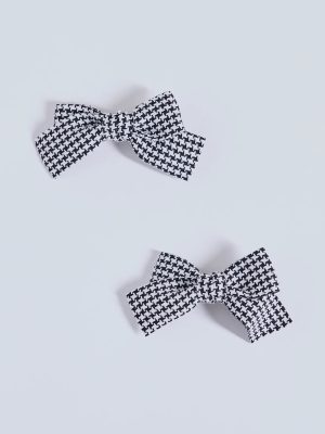 Elevated Attire Houndstooth Hair Bow Clip Set