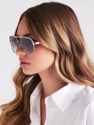 A Bit Of Sparkle Rhinestone Aviator Sunglasses