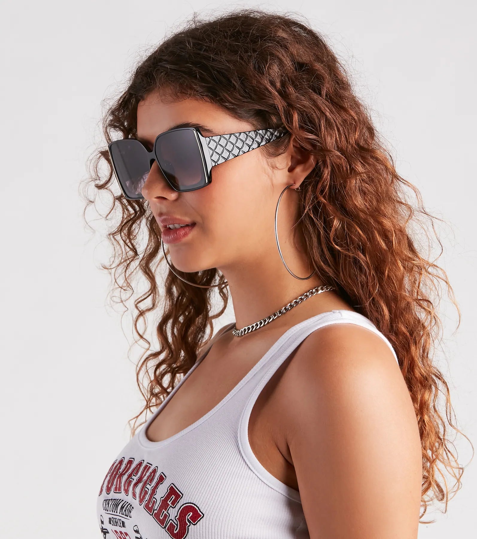 Coveted Cool Girl Square Gold Trim Sunglasses - Image 2