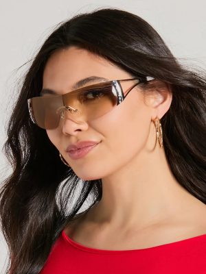 The Vibe Rhinestone Star Clear Shield Sunglasses