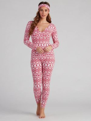 Wish List Fair Isle Cozy Onesie And Headband Set