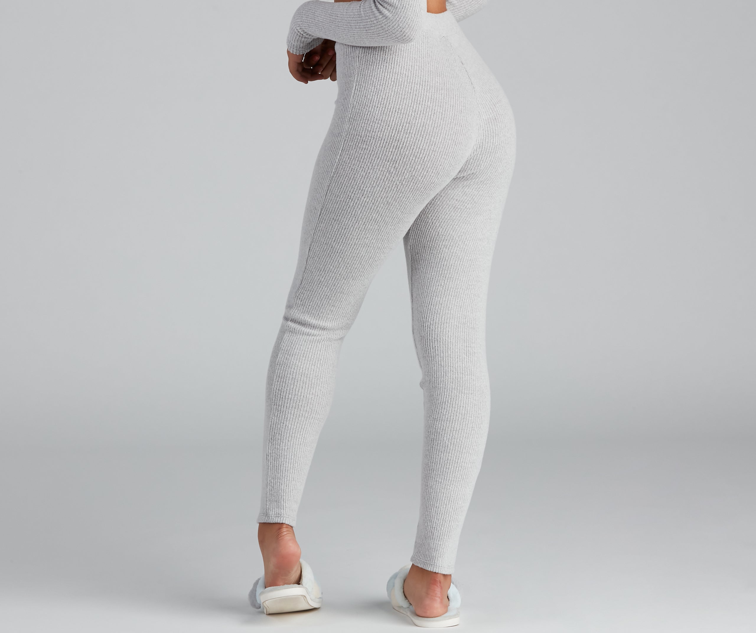 Stylishly Snug Rib-Knit Pajama Leggings - Image 2