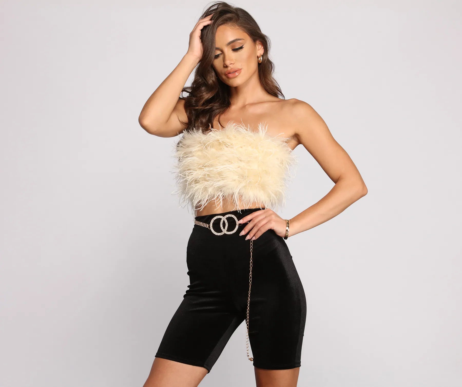 Double O-Ring Rhinestone Chain Belt - Image 2