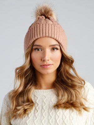 Winter Ready Pom Cable Knit Beanie