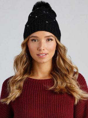 Sweet Sparkle Rhinestone Knit Beanie