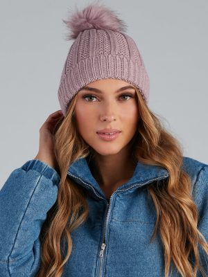 Cutie Pom Twist Knit Beanie