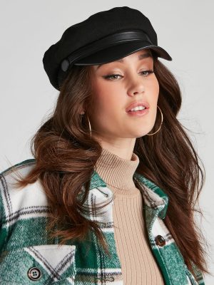 Downtown Chic Faux Leather Cabbie Hat