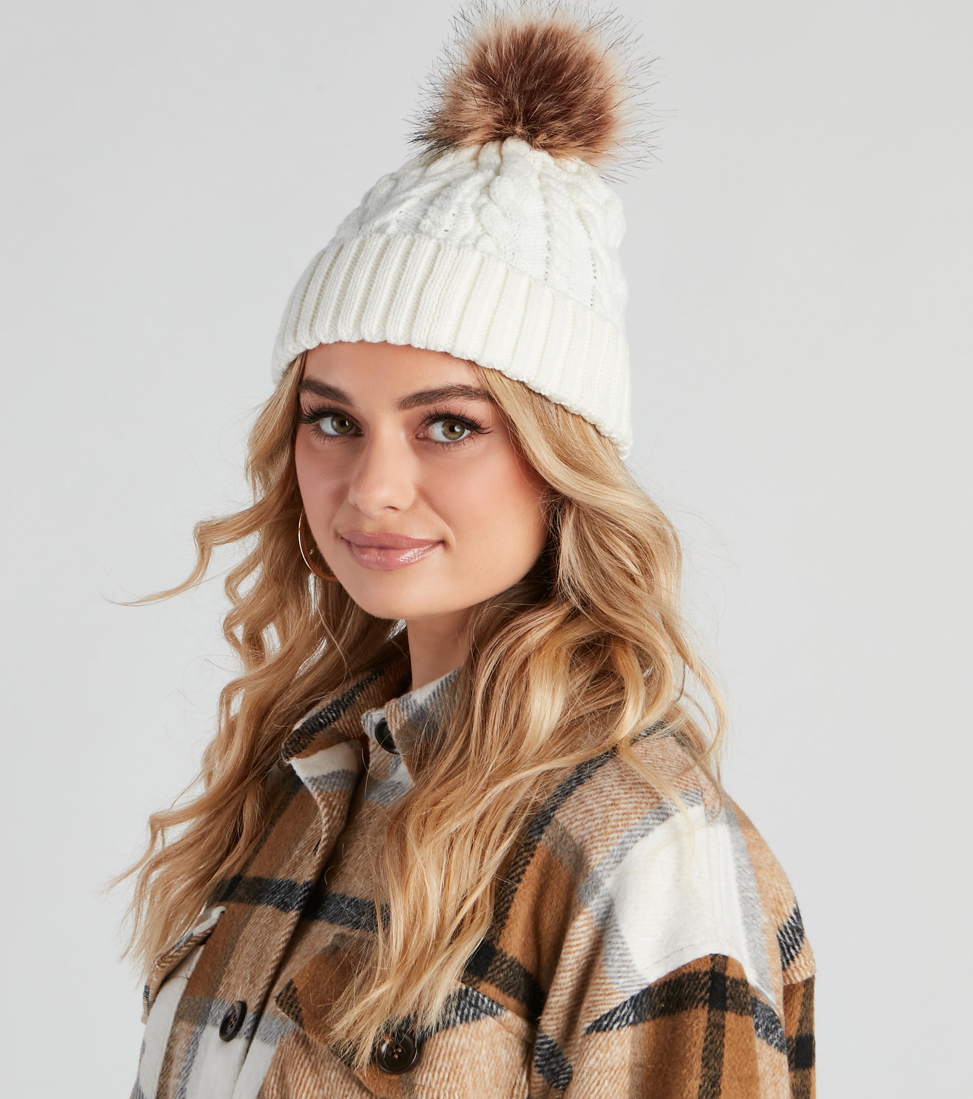 Winter Breeze Faux Fur Knit Beanie - Image 2