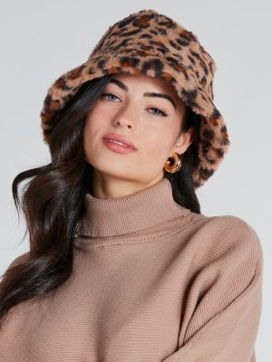 Wild Card Leopard Faux Fur Bucket Hat