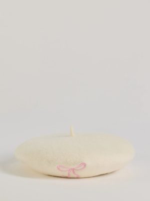 So Chic Bow Detail Faux Wool Beret