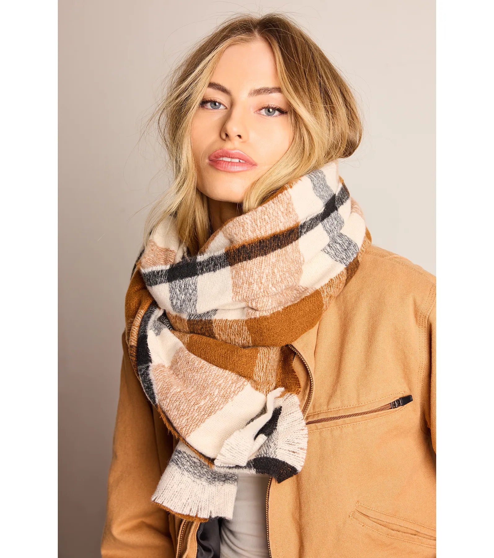 Softest Style Plaid Frayed Scarf - Image 3