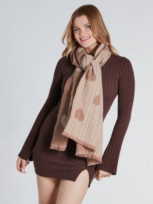 Love For Cozy Season Plaid Heart Print Scarf