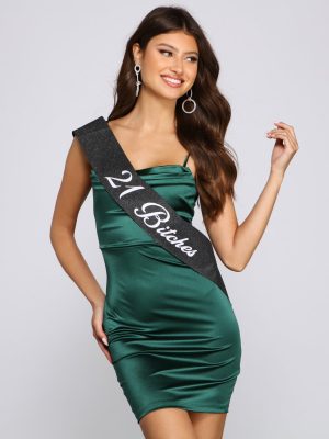 21 Bitches Glitter Sash