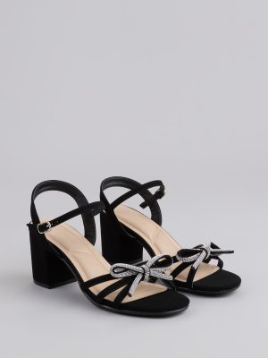 Glitter And Grace Rhinestone Bow Heels