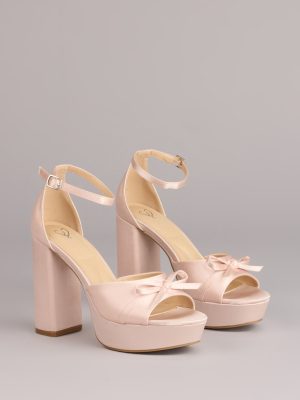 Sweet Statement Satin Bow Block Heels
