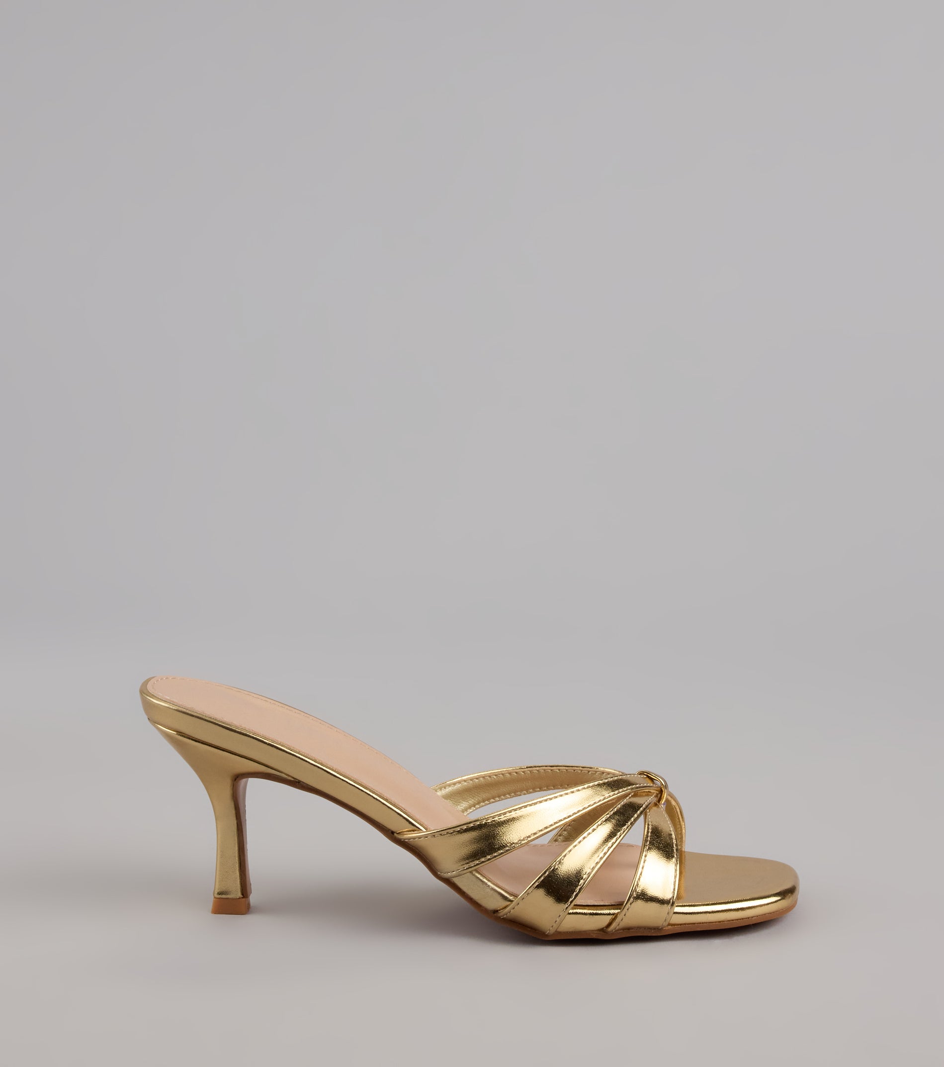 Shine Bright Metallic Thong Kitten Heels - Image 2