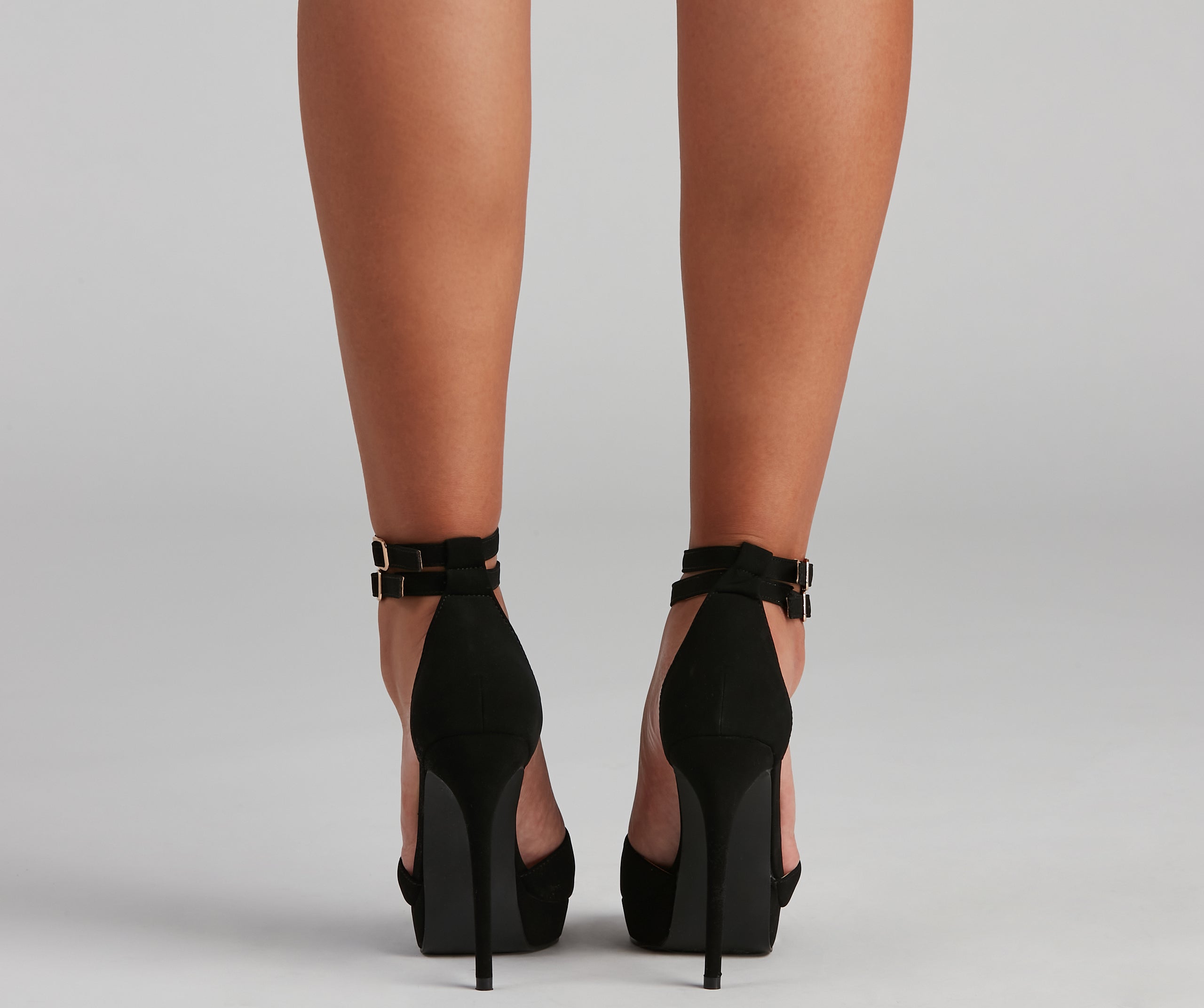 Lady's Night Nubuck Buckle Stiletto Heels - Image 4