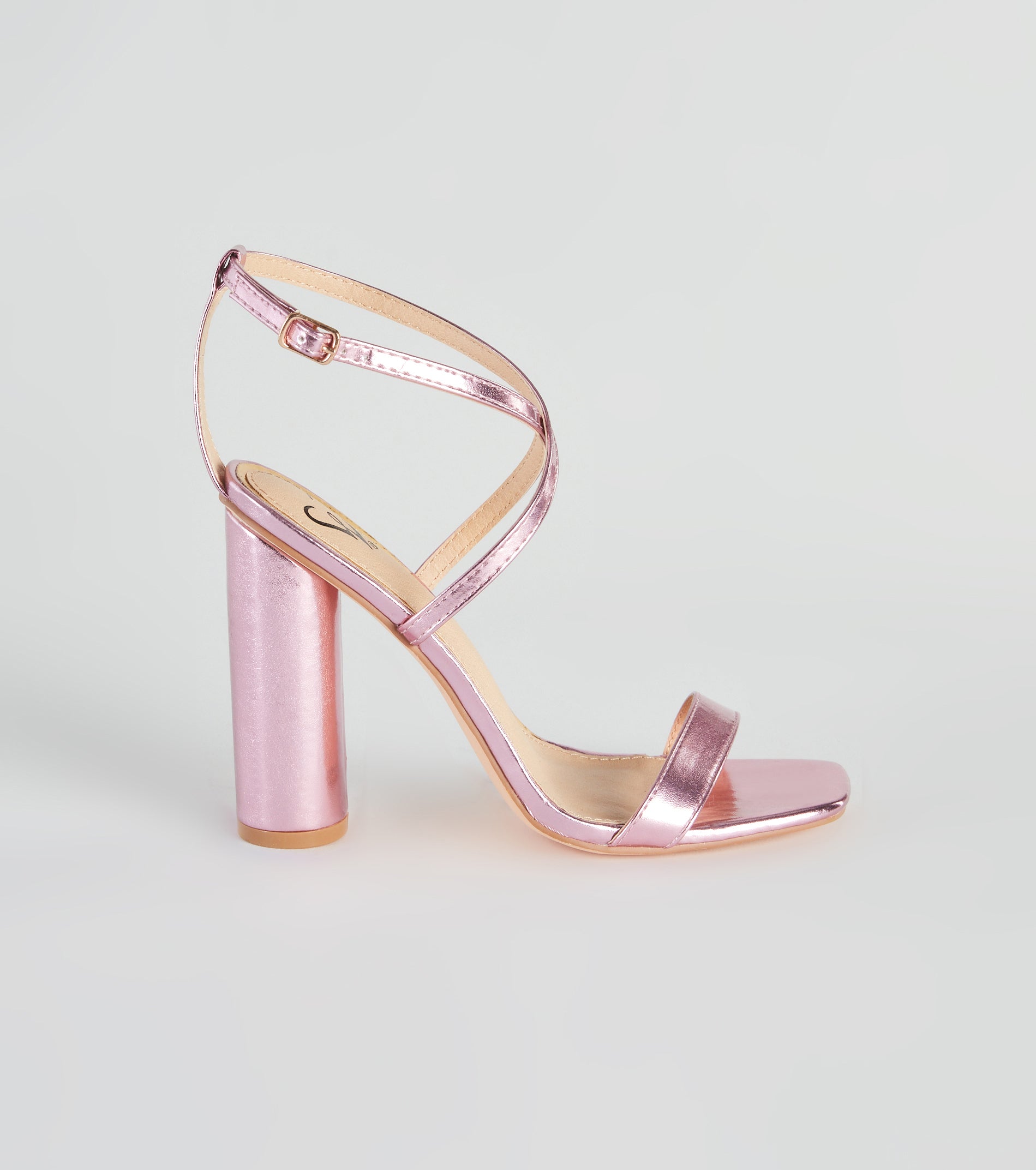Memorable Shine Metallic Round Block Heels - Image 2