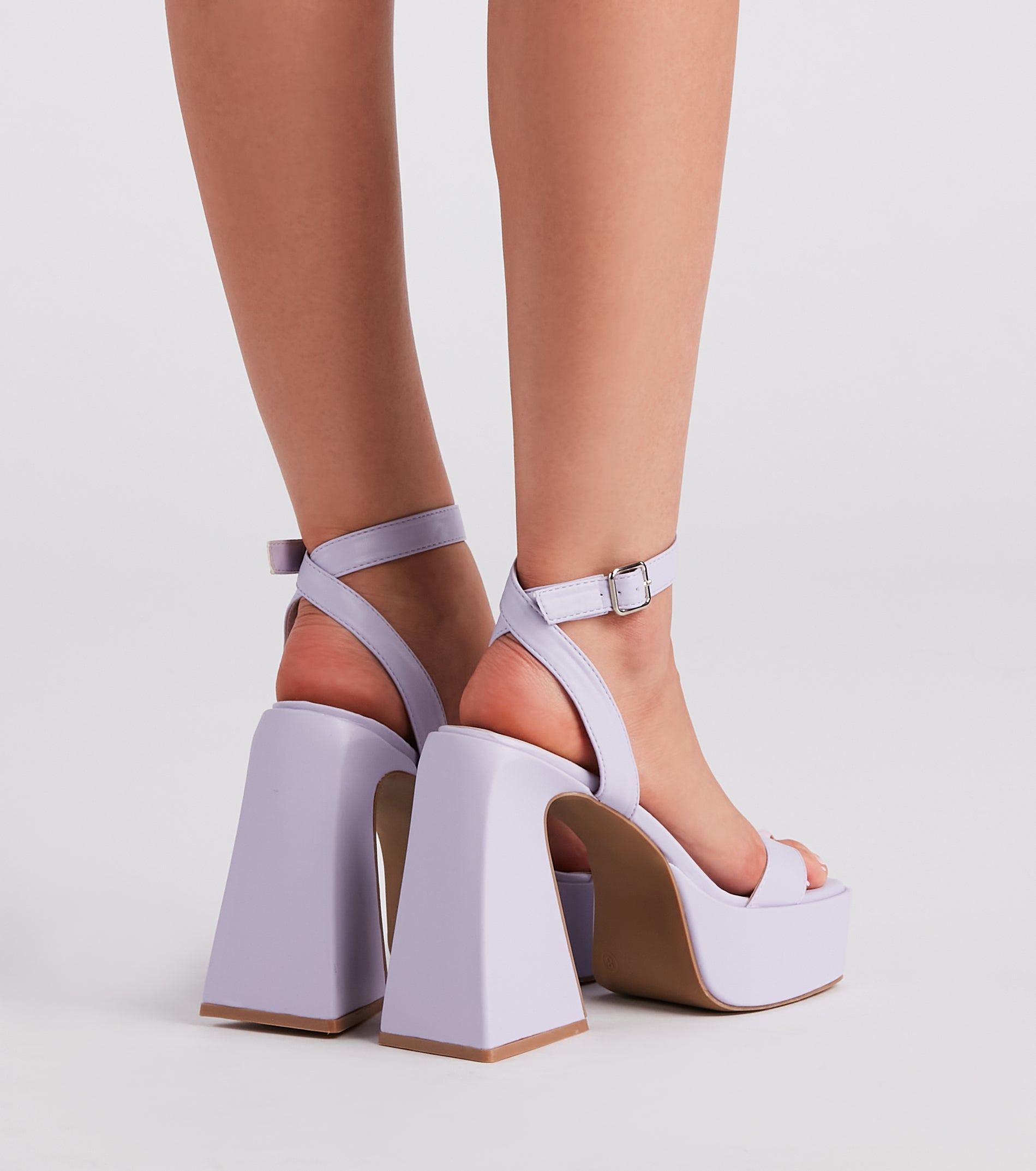 Stylish Dimension Platform Block Heels - Image 4
