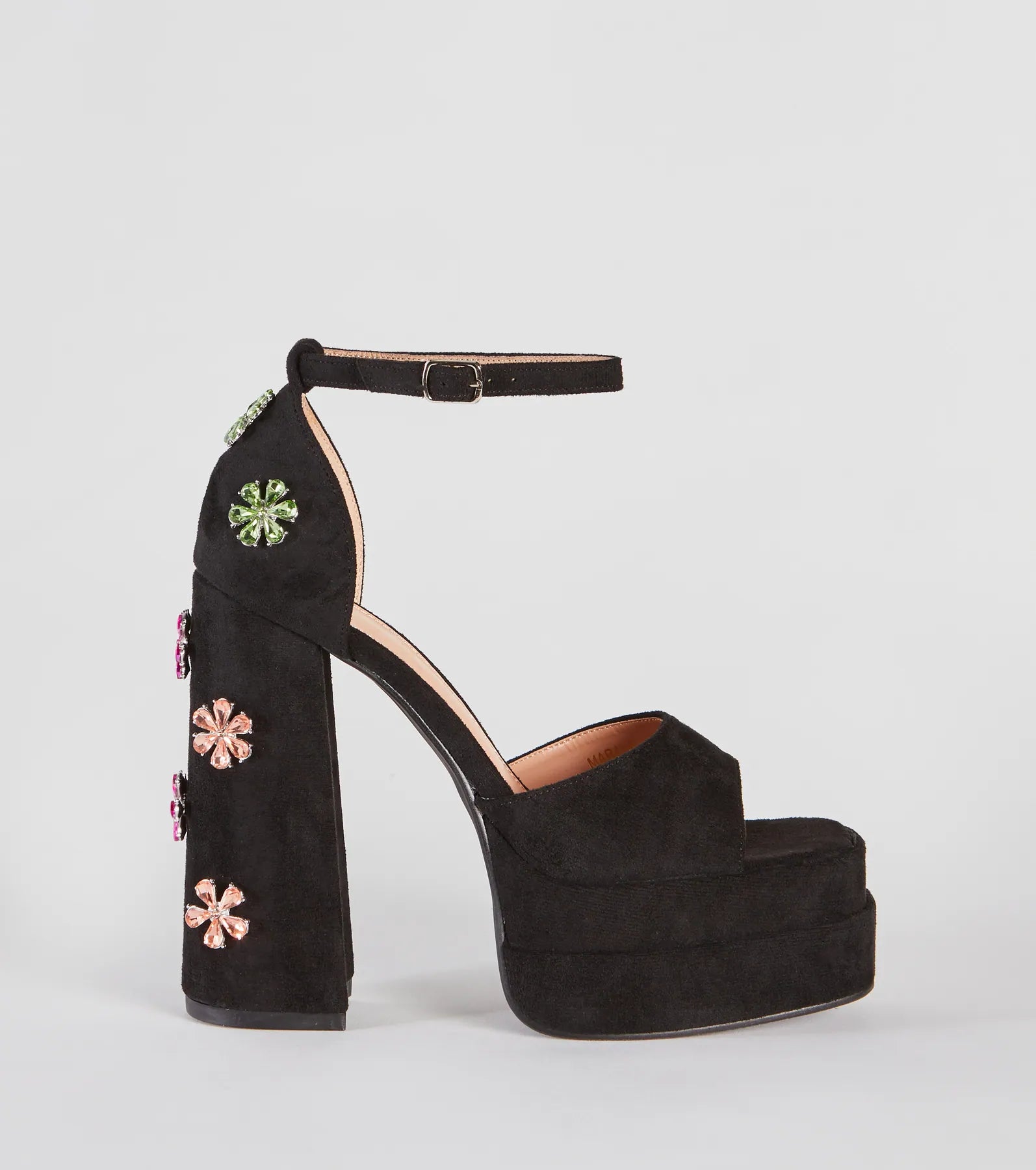 Vivid Color Gemstone Floral Platform Heels - Image 2