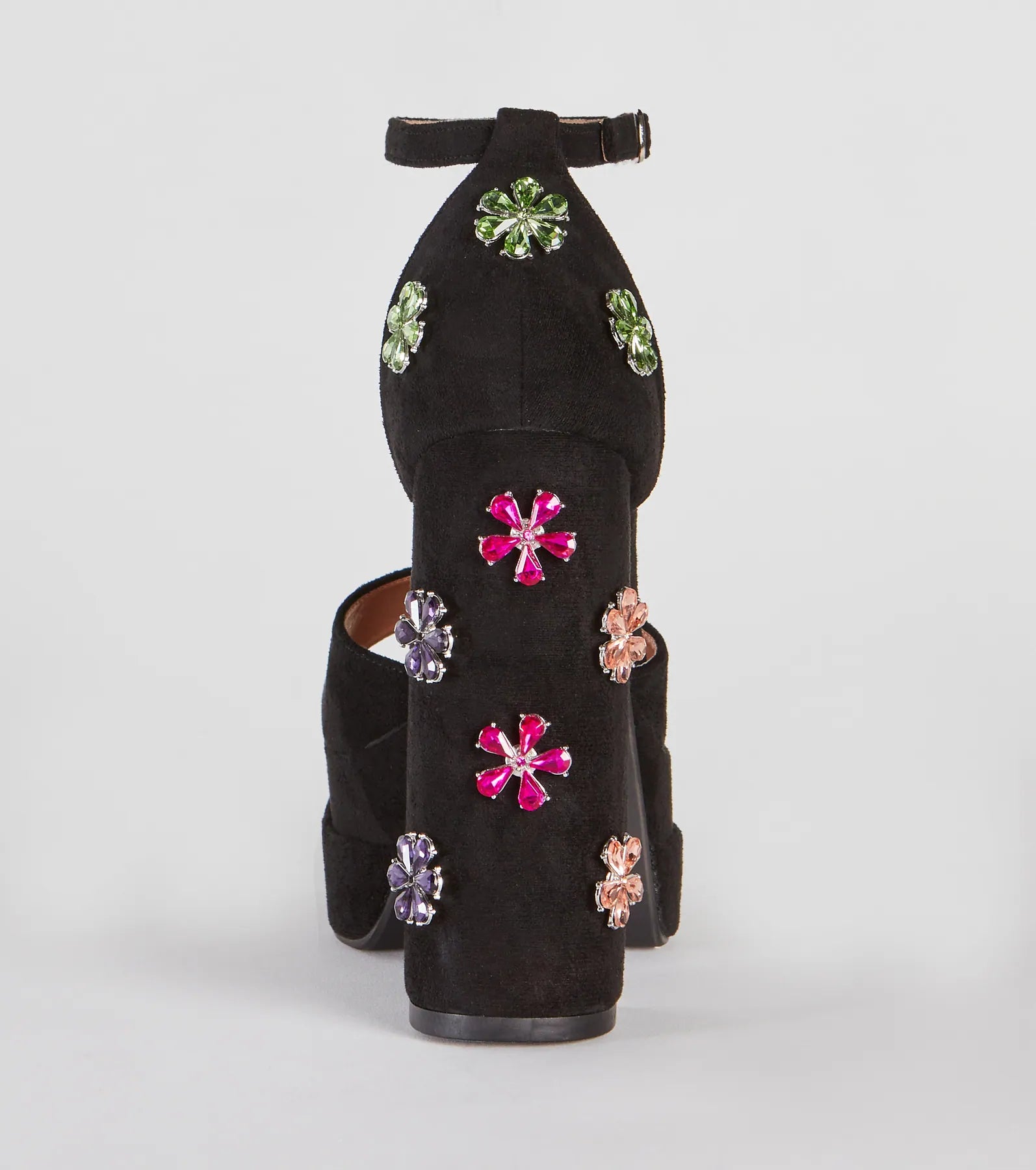 Vivid Color Gemstone Floral Platform Heels - Image 4