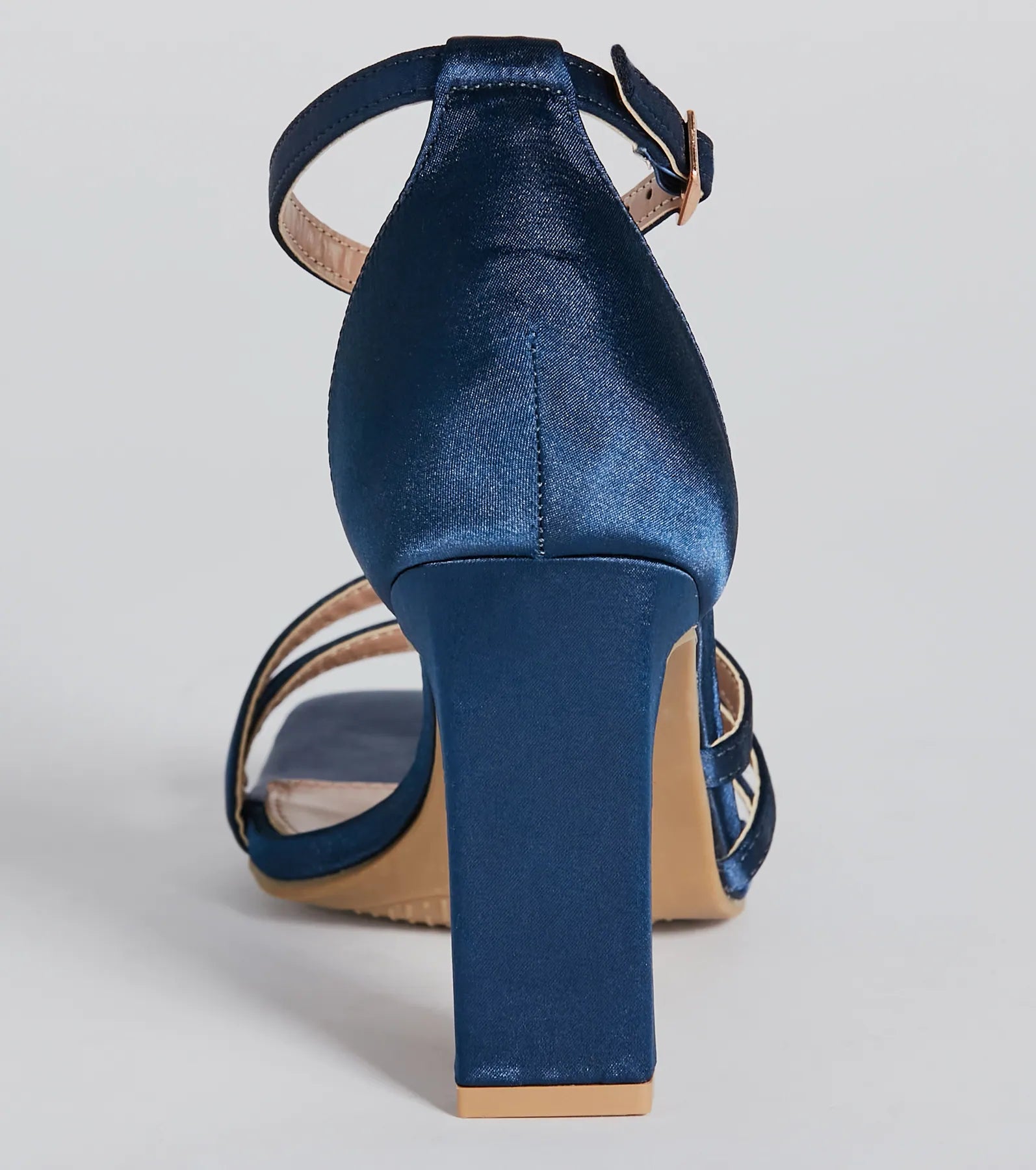 Sleek Status Satin Strappy Block Heels - Image 4