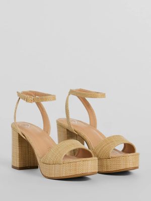 Boho Chic Straw Platform Block Heels