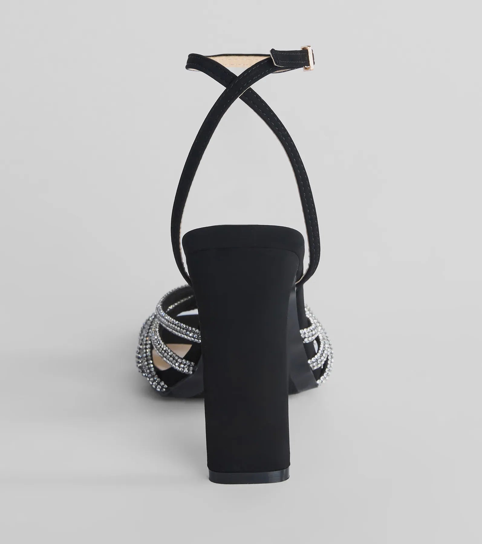 Here To Dazzle Rhinestone Strappy Block Heels - Image 4