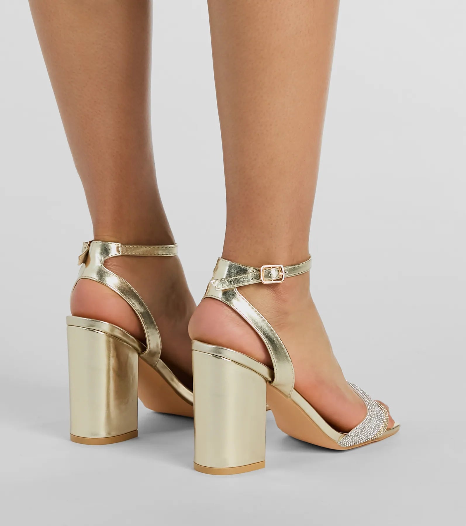Fly And Flossy Rhinestone Metallic Block Heels - Image 8