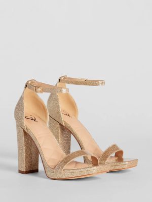 Capture Sparkle Glitter Platform Block Heels