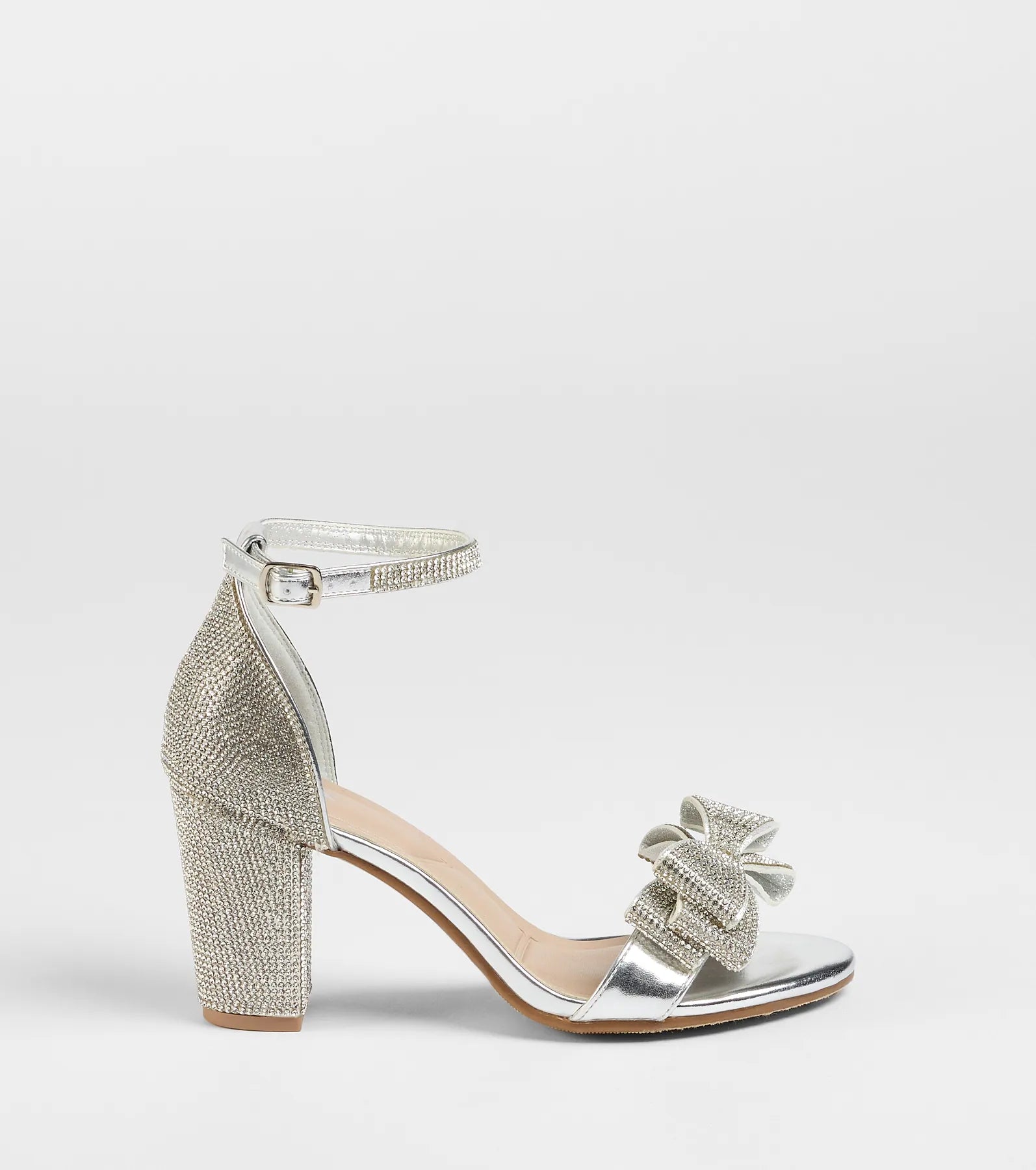 Endless Glam Rhinestone Bow Block Heels - Image 3