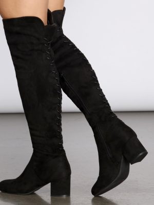 Chic Touch Lace-Up Knee High Boots