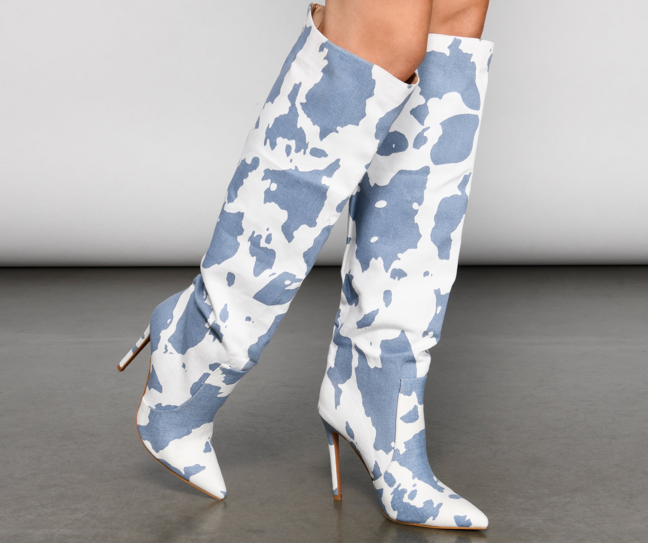 Moo Over Denim Knee-High Stiletto Boots - Image 7