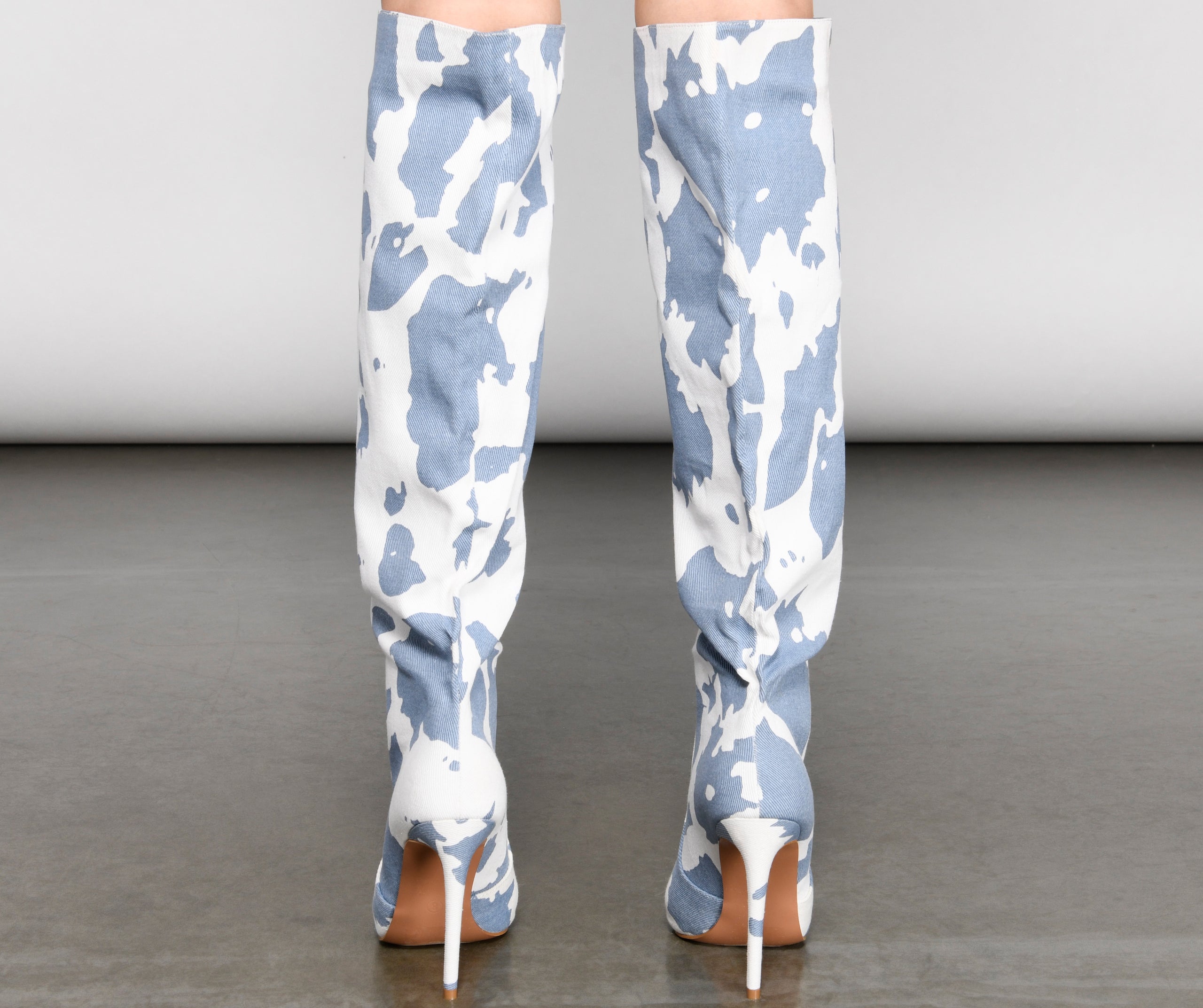Moo Over Denim Knee-High Stiletto Boots - Image 9