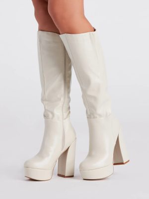 Edgy-Chic Under-The-Knee Platform Boots