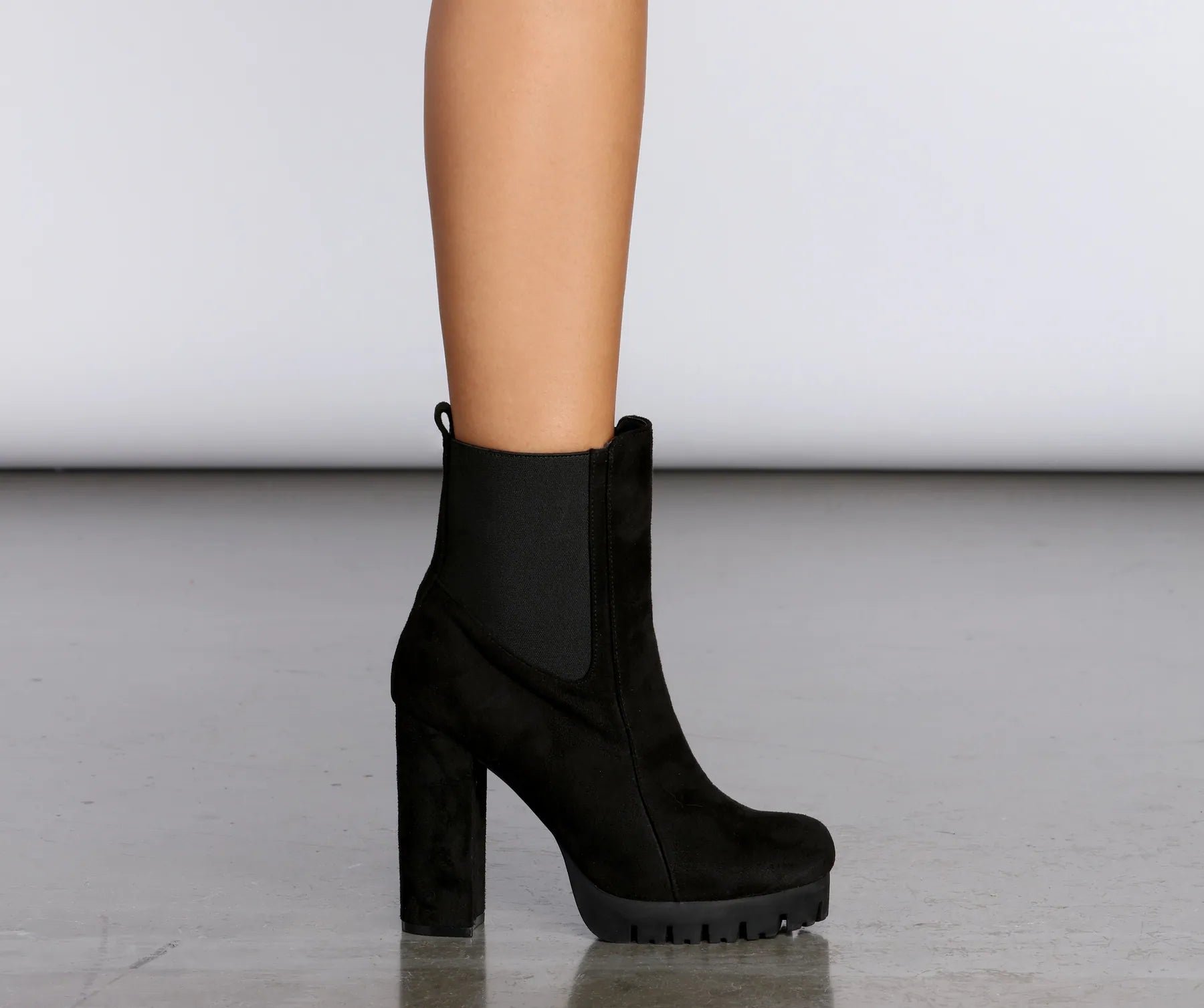 Platform Suede Lug Sole Booties - Image 5