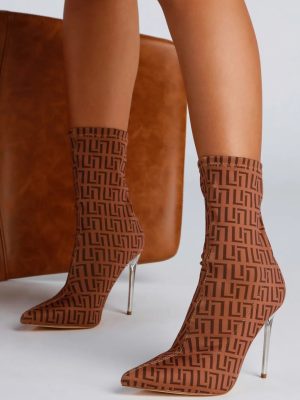 Greek Key Stiletto Booties