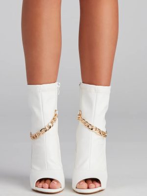 Fab Chain-link Faux Leather Booties
